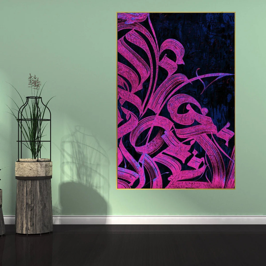 Neon Calligraphy Oil Painting