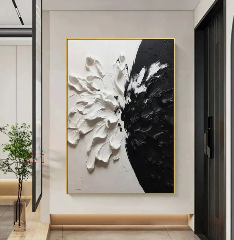 Monochrome Bloom Oil Painting