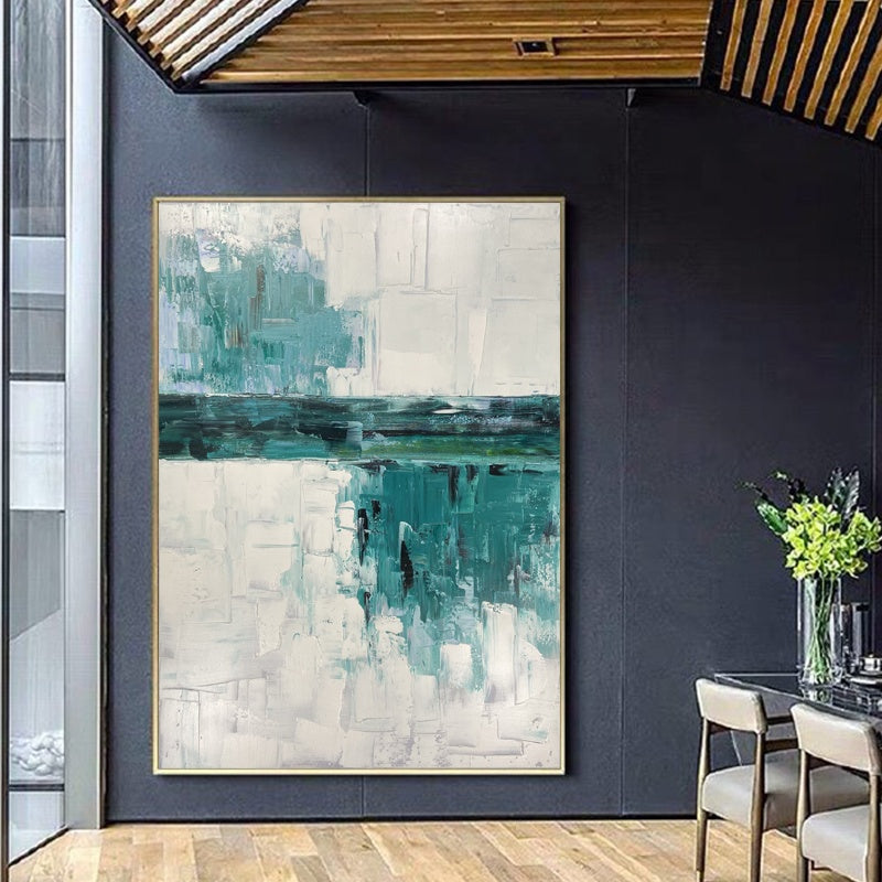Teal Divide Oil Painting