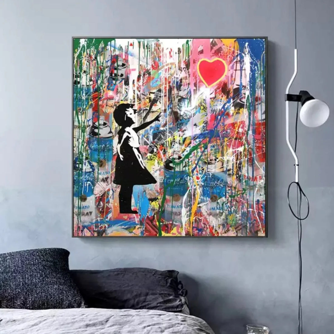 Girl with Neon Heart Oil Painting