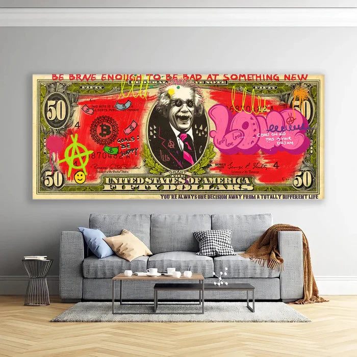 Einstein Dollar Oil Painting