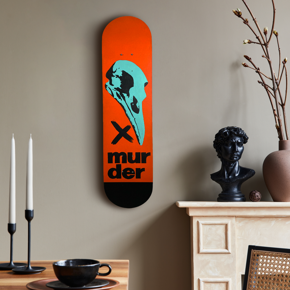 Raven Skull Wall Skateboard