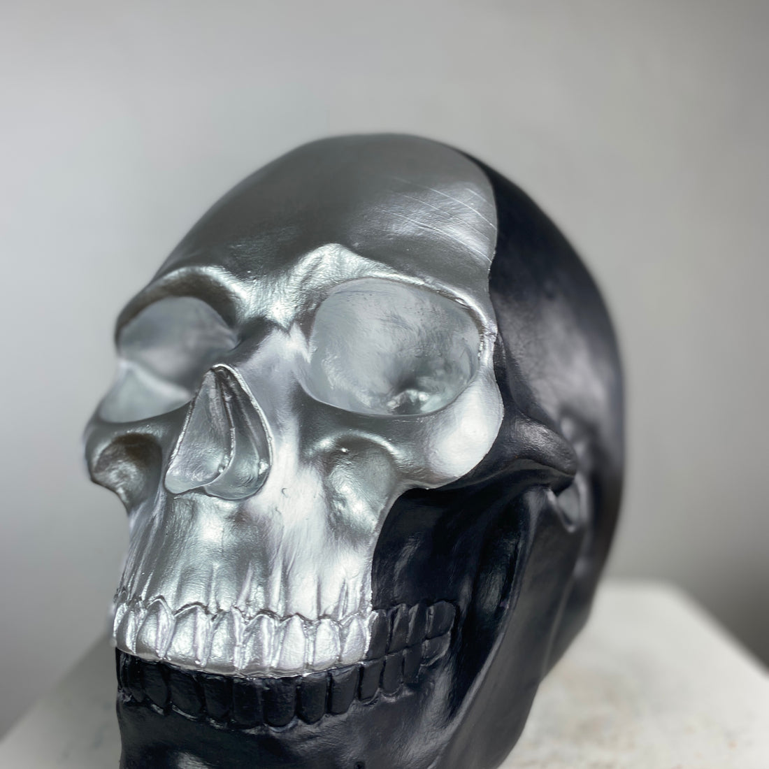 Skull "Silver Face" Sculpture
