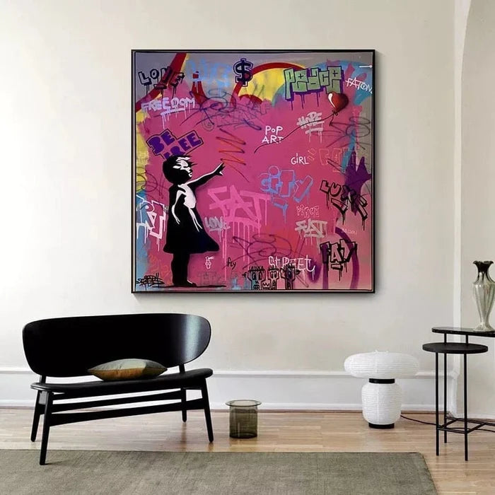 Balloon Girl Graffiti Oil Painting