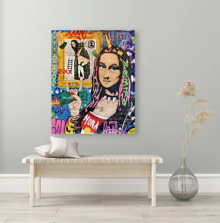 Crowned Mona Graffiti Oil Painting
