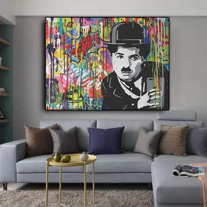 Charlie Chaplin Graffiti Oil Painting