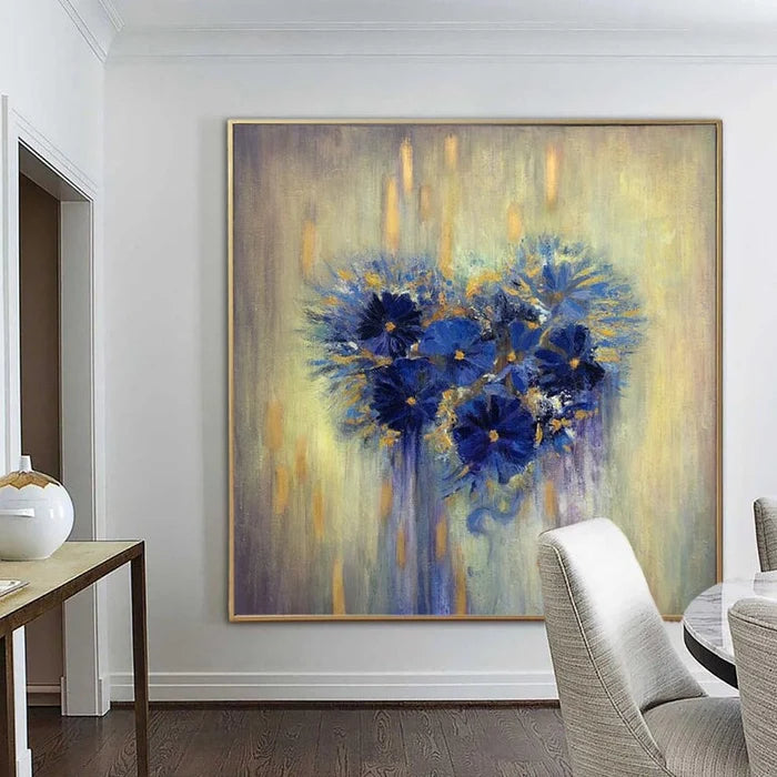 Blue Heart Blossom Oil Painting