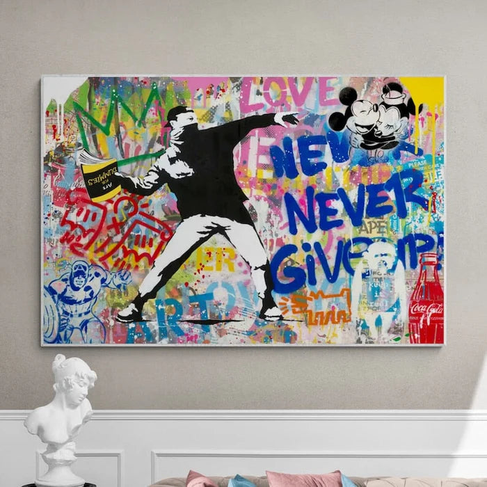 Never Give Up Graffiti Oil Painting