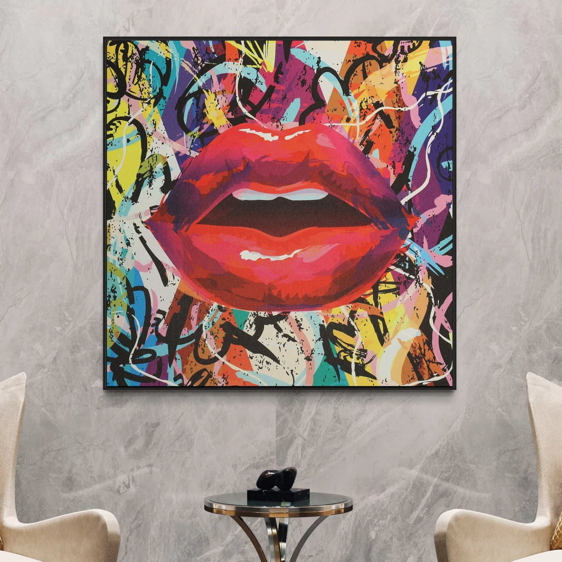 Graffiti Lips Oil Painting